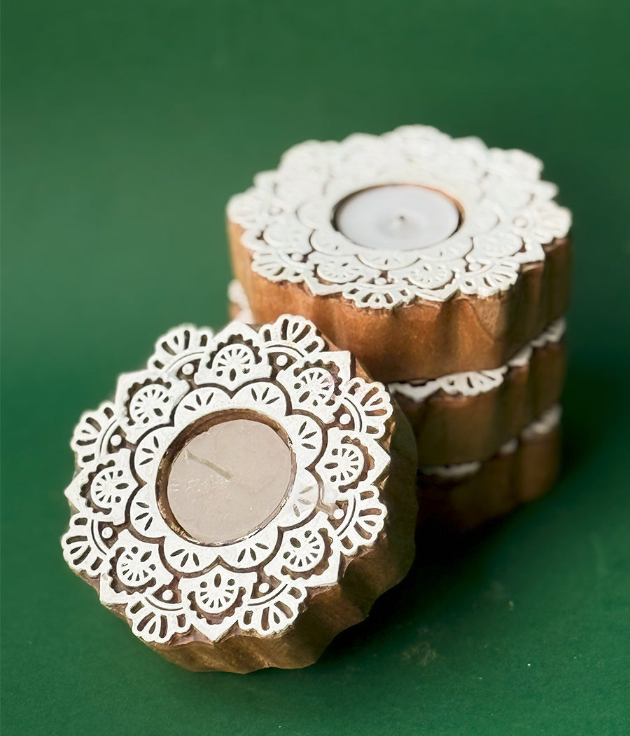Wooden Devine handcrafted Diya - Set of 4 Diyas