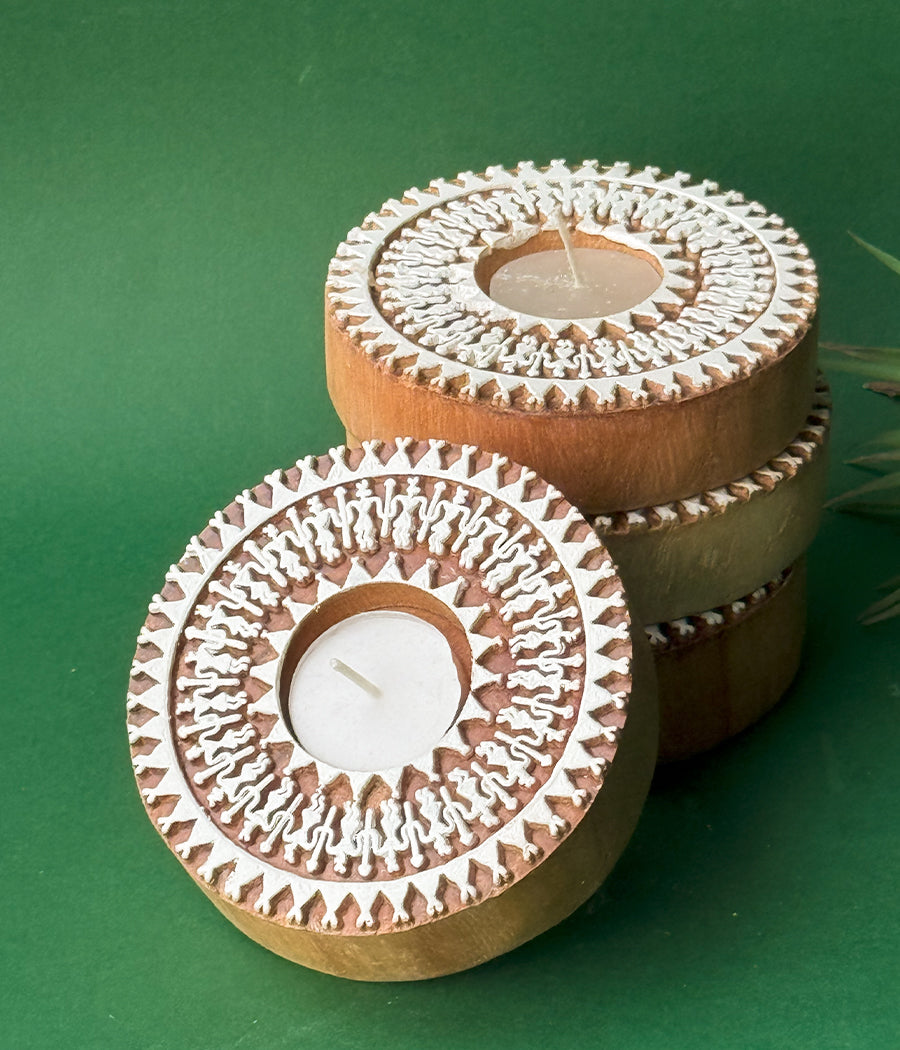 Wooden Devotion handcrafted Diya (Set of 4 Diyas)