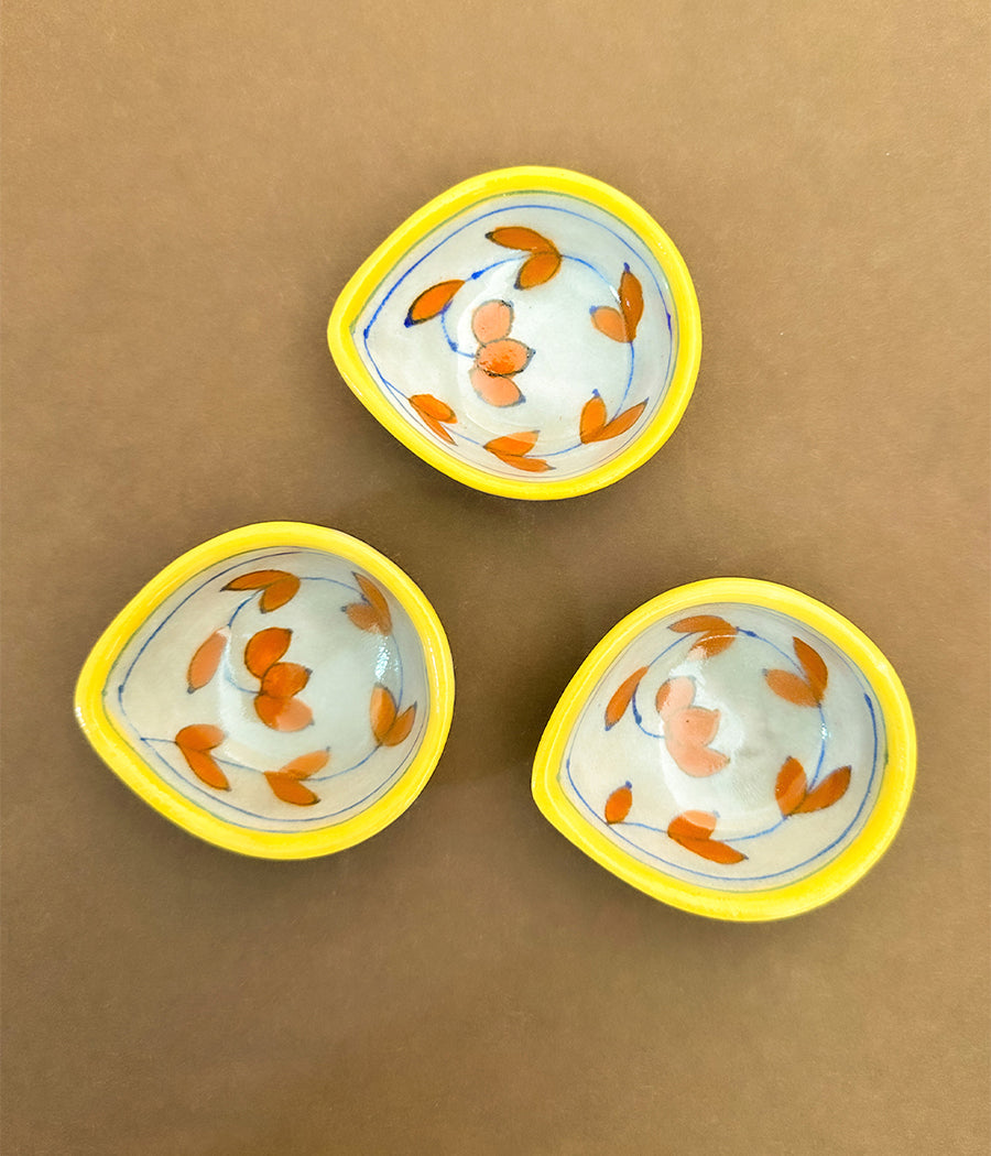 Blue Pottery Lotus Design Diya - Set of 6