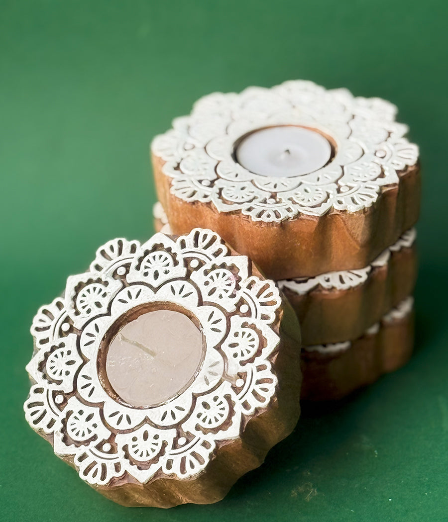 Wooden Devine handcrafted Diya - Set of 4 Diyas