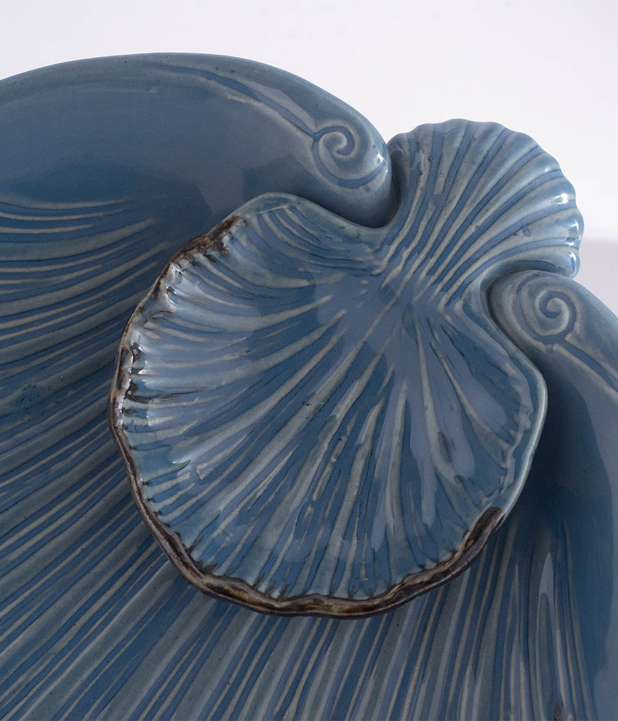 Seashell Dark Blue Serving Ceramic Platter | Single