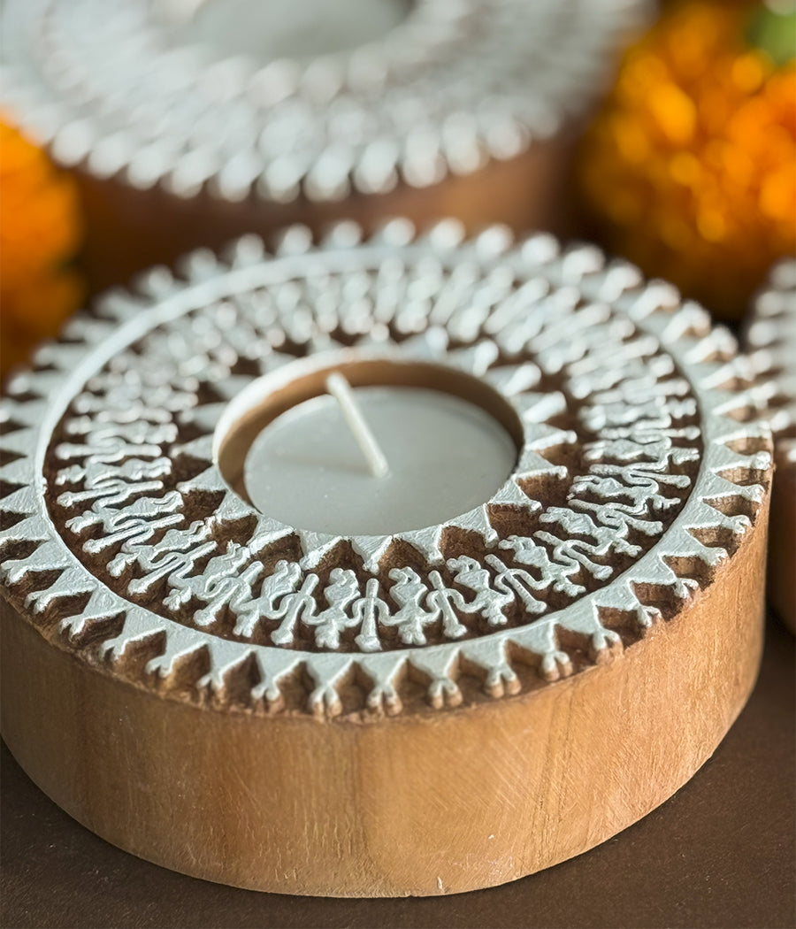 Wooden Devotion handcrafted Diya (Set of 4 Diyas)
