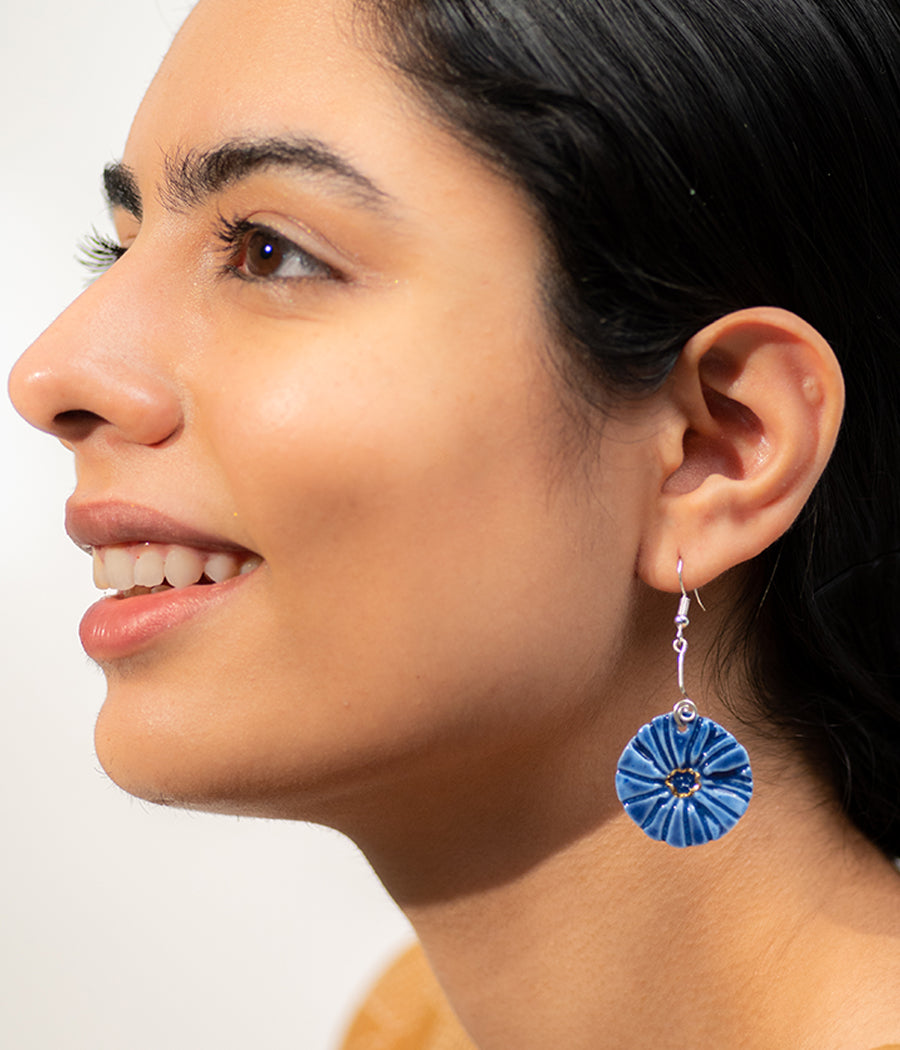 Round Blue Earrings