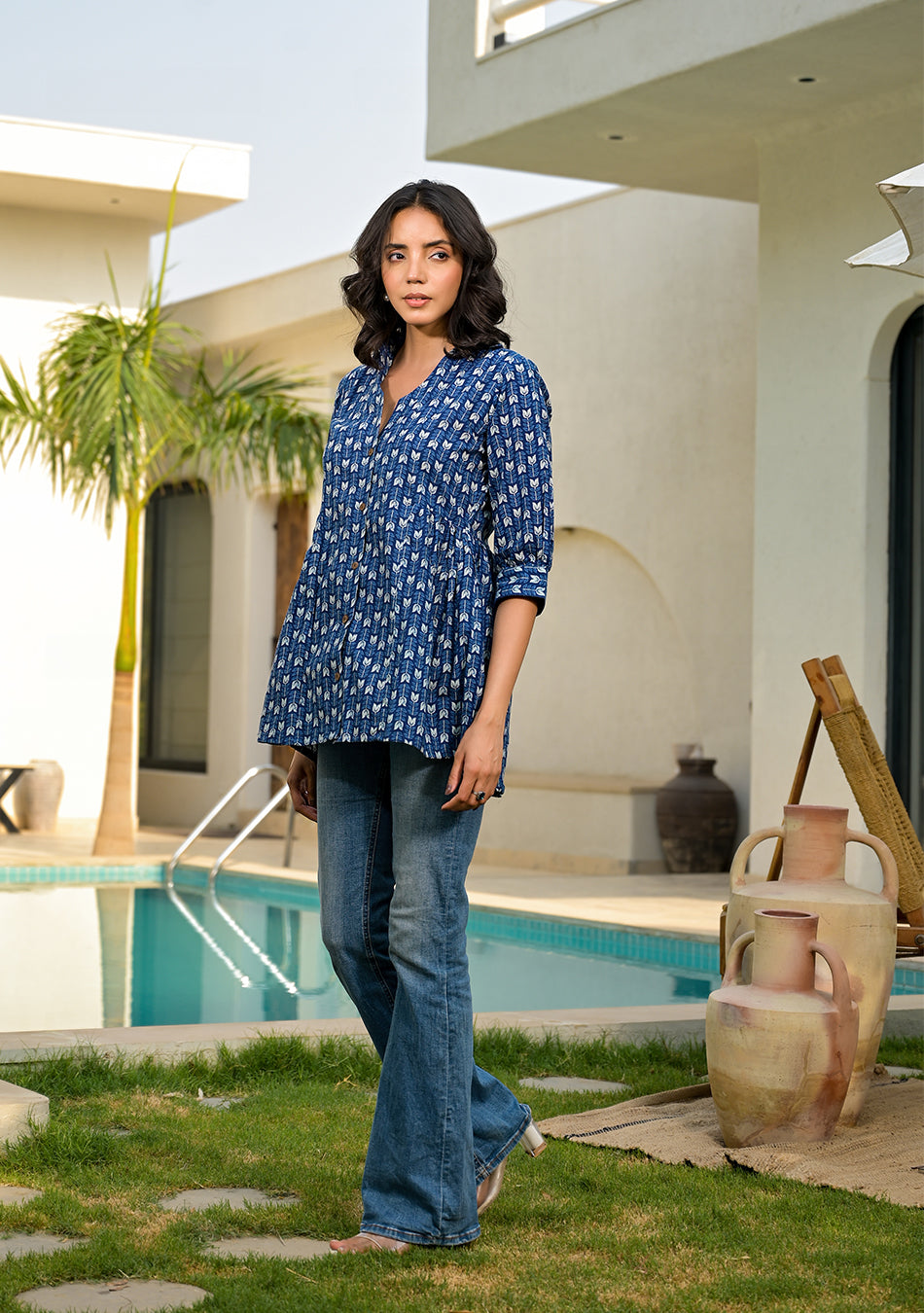 Blue Floral Top