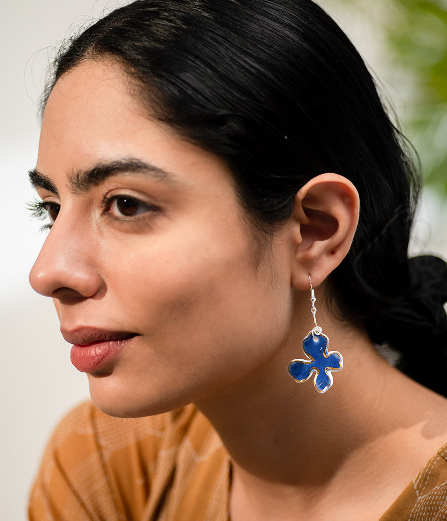 Blue Petal Porcelain Earrings