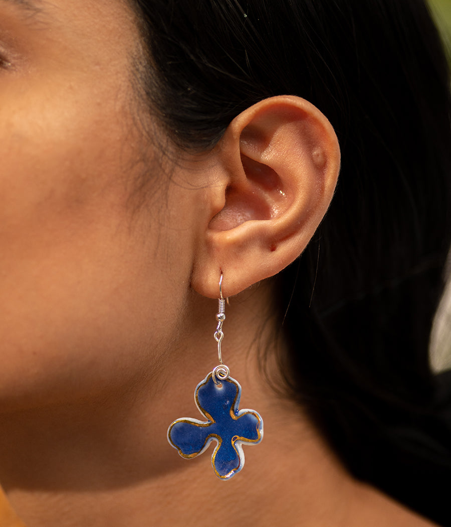 Blue Petal Porcelain Earrings