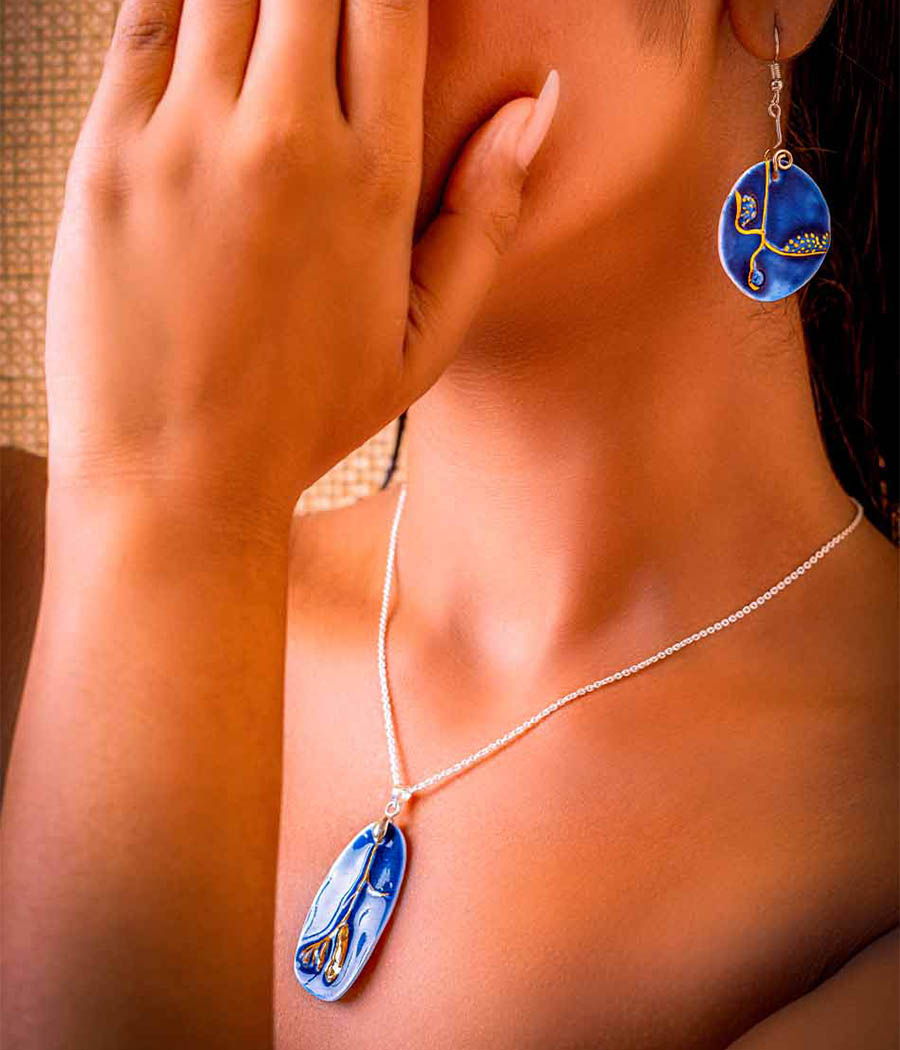 Deep blue Sea Earring and Pendant Set