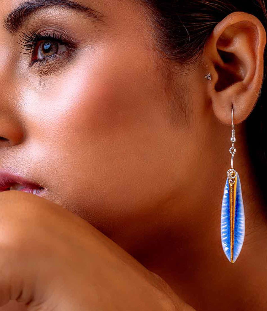 Swiss Cheese Leaf Pendant and Shell Earring Set