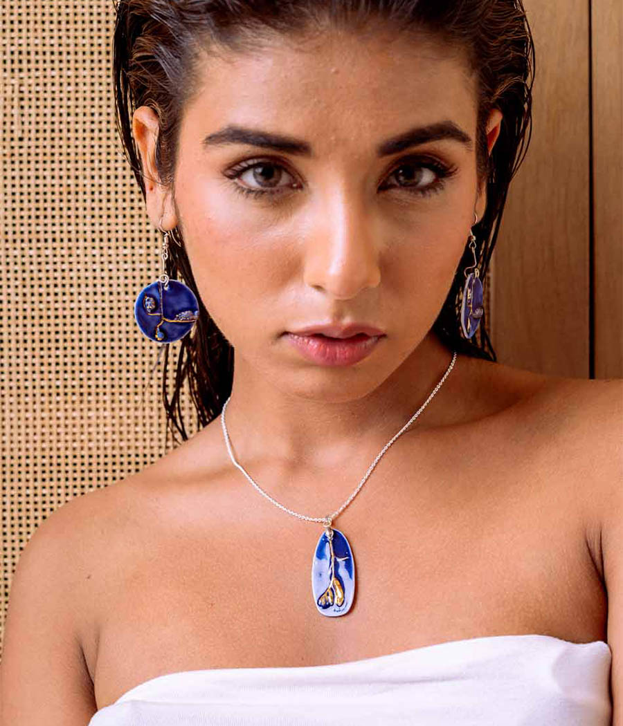 Deep blue Sea Earring and Pendant Set