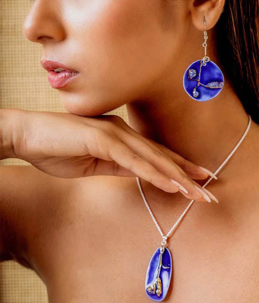 Deep blue Sea Earring and Pendant Set