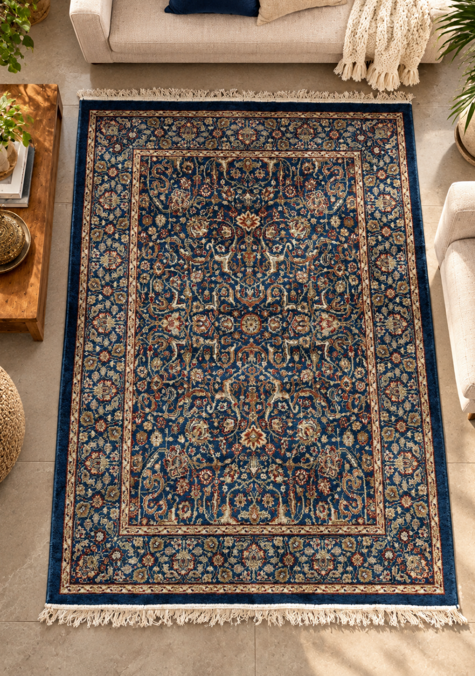 Aravalii Royal Blue Persian Blend Carpet