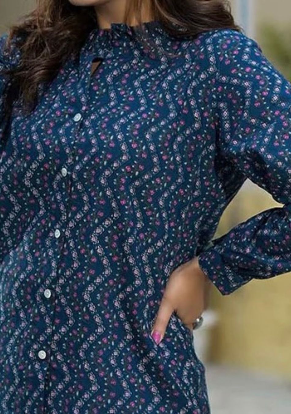 The Azure Bloom Zig-Zag Top