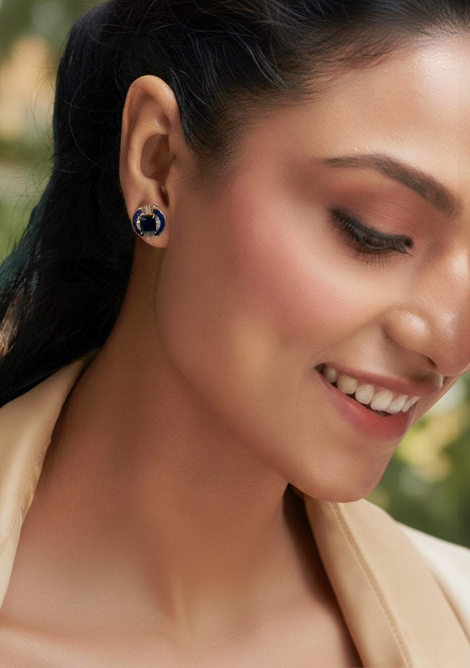 Midnight Sapphire Halo Studs