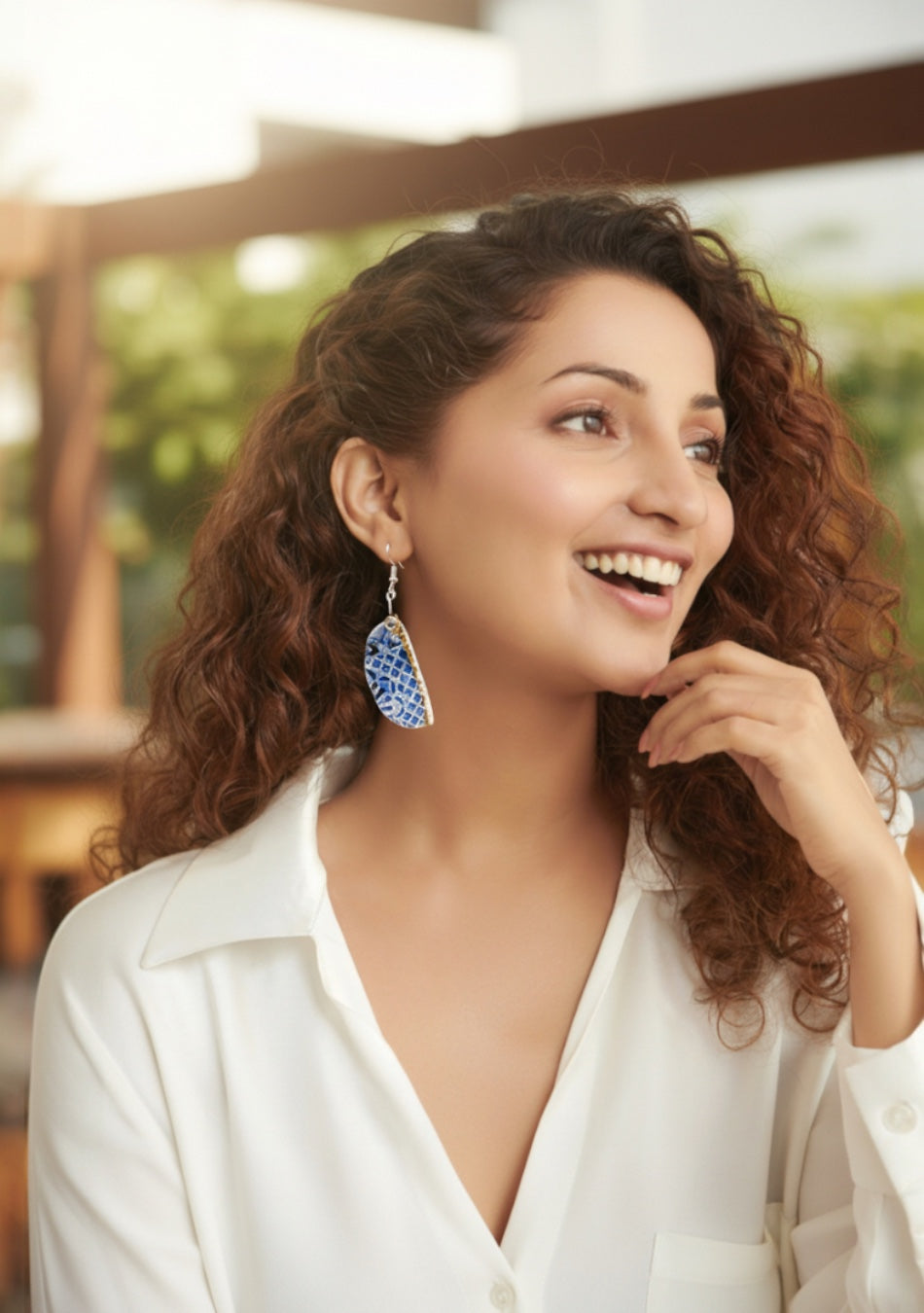 Intricate Blue Hemisphere Earrings