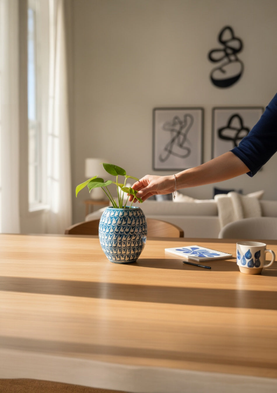 Blue Pottery Big Drum Vase