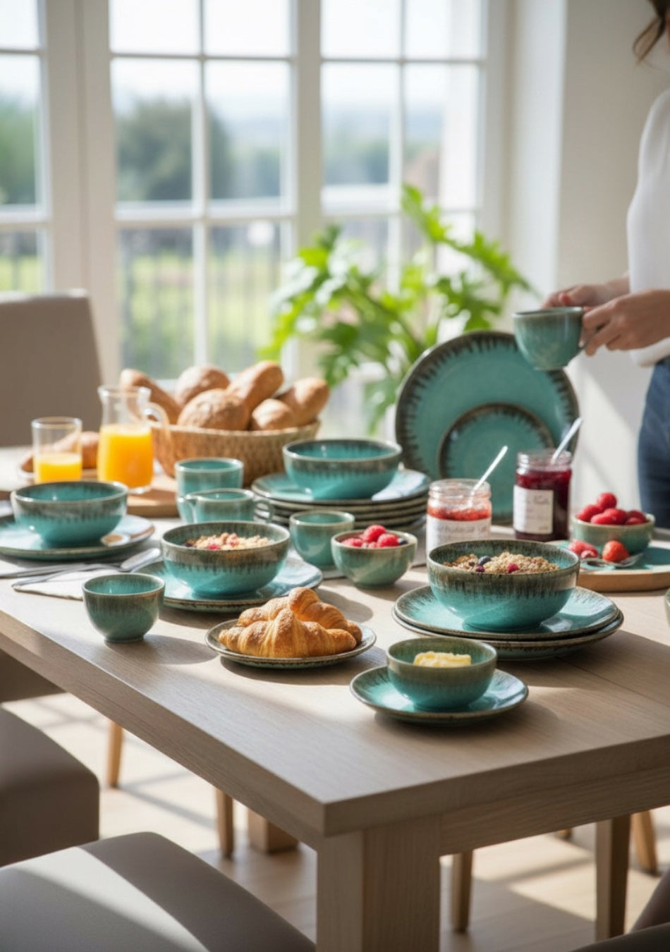 Aquamarine Seaweed Dinnerset - Set of 26