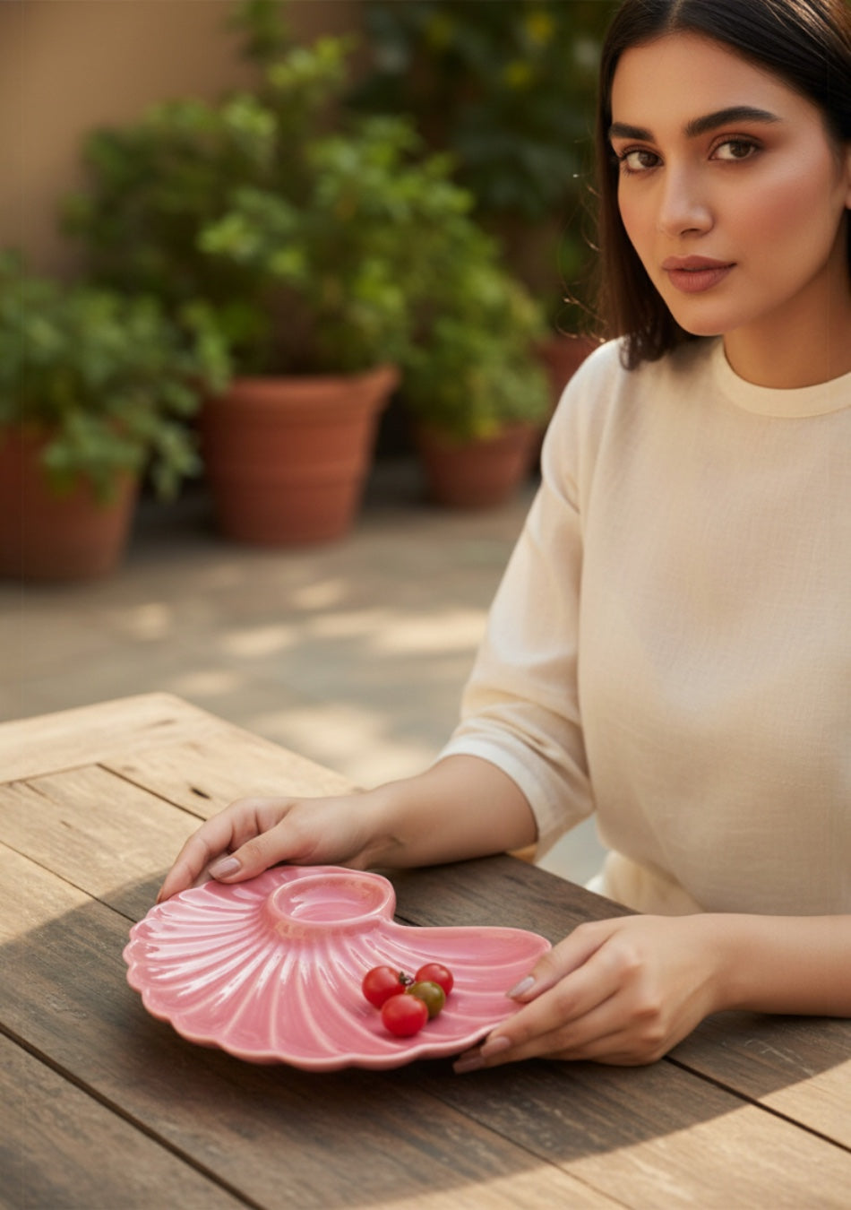 Pink Seashell Ceramic Platter