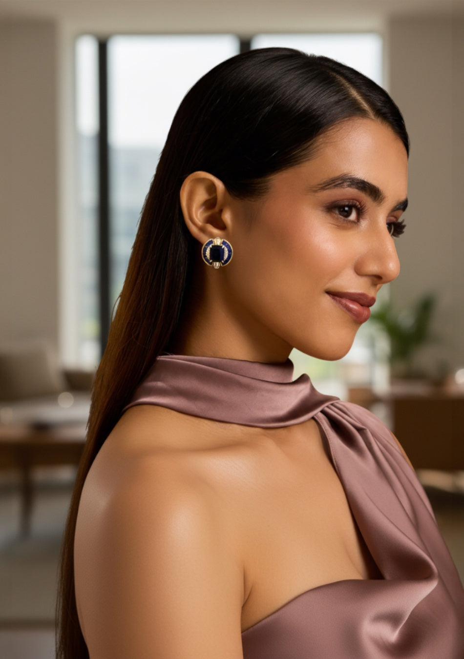 Midnight Sapphire Halo Studs