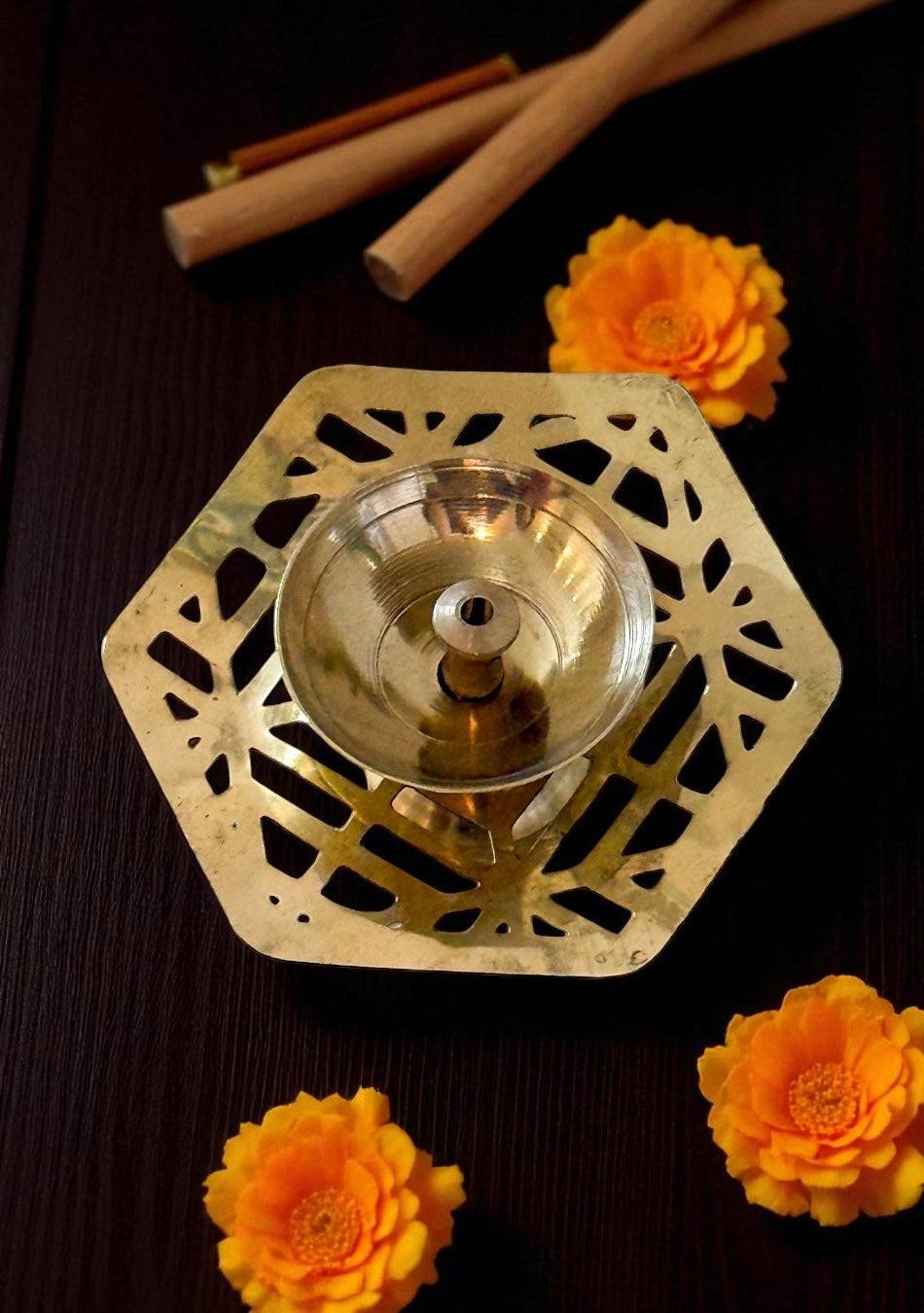 Brass Hexa Diya