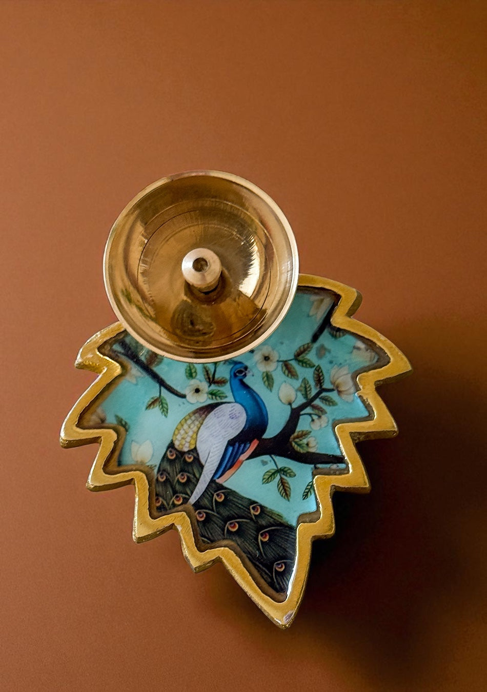 Brass Peacock Leaf Diya