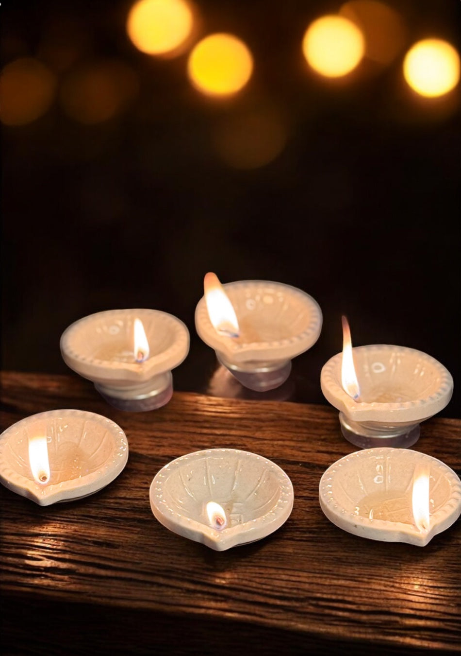 White Swastic Diya Set of 6