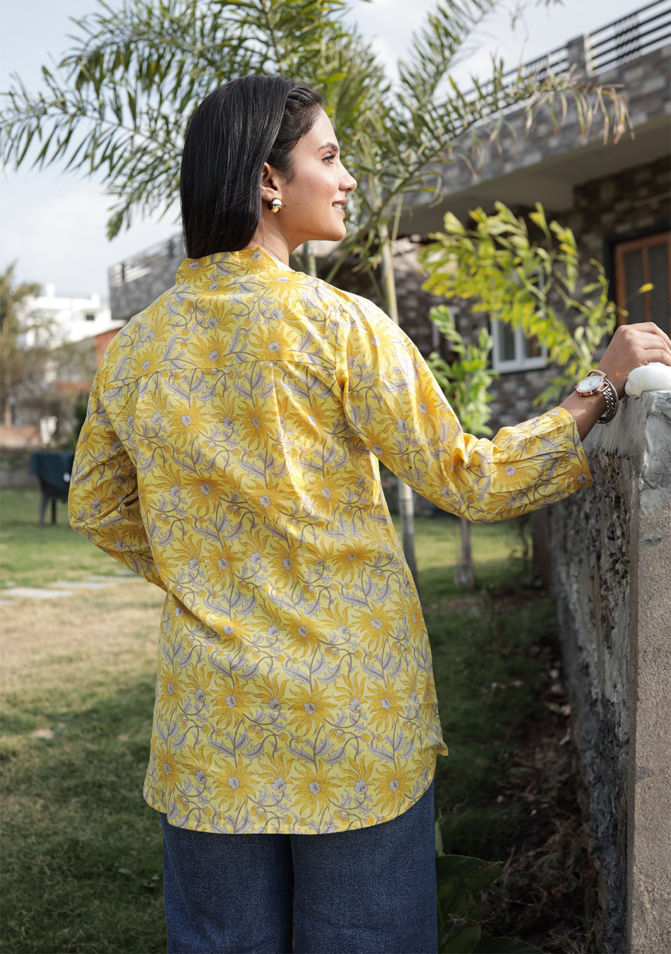 Sunflare Bloom Pleated Top