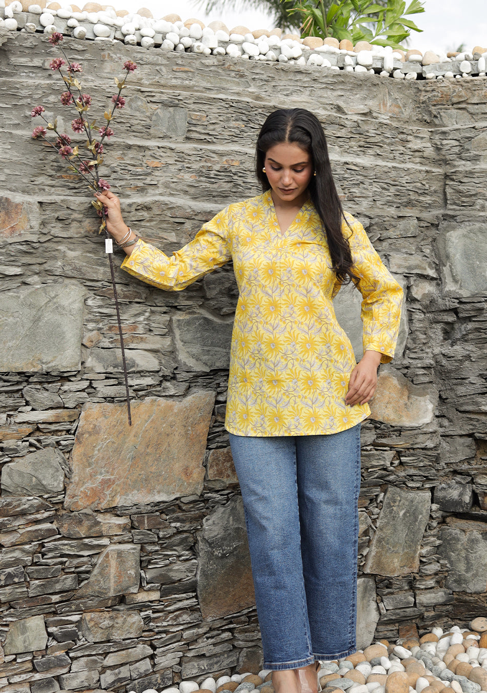 Sunflare Bloom Pleated Top
