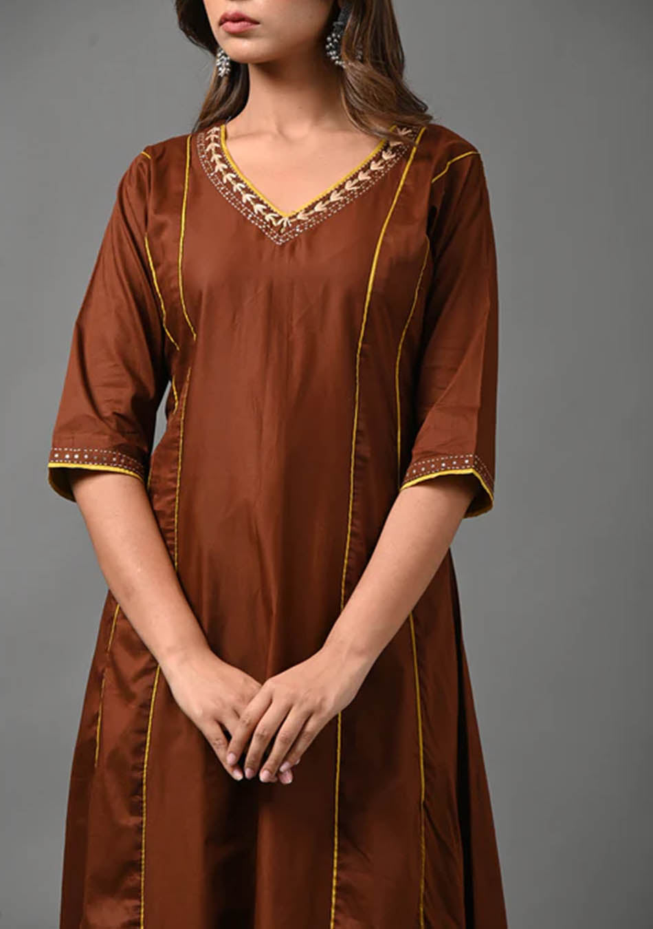 Brown and Mustard Kurta with Palazzo