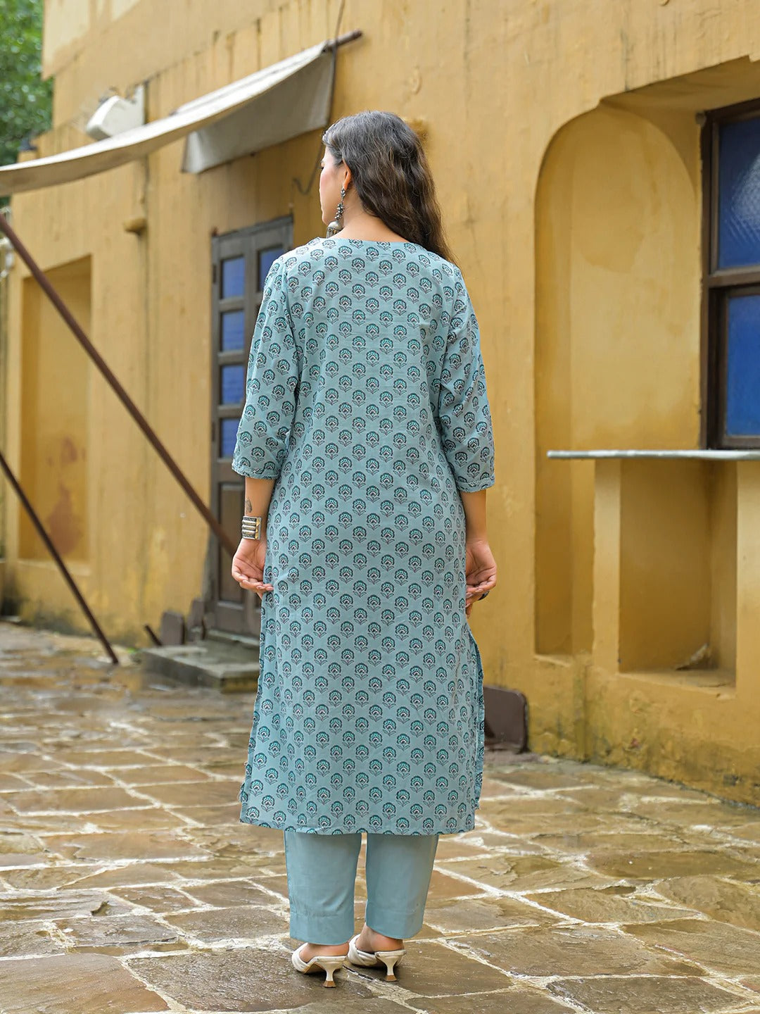 Blue Embroidered Kurta Pant Set With Dupatta