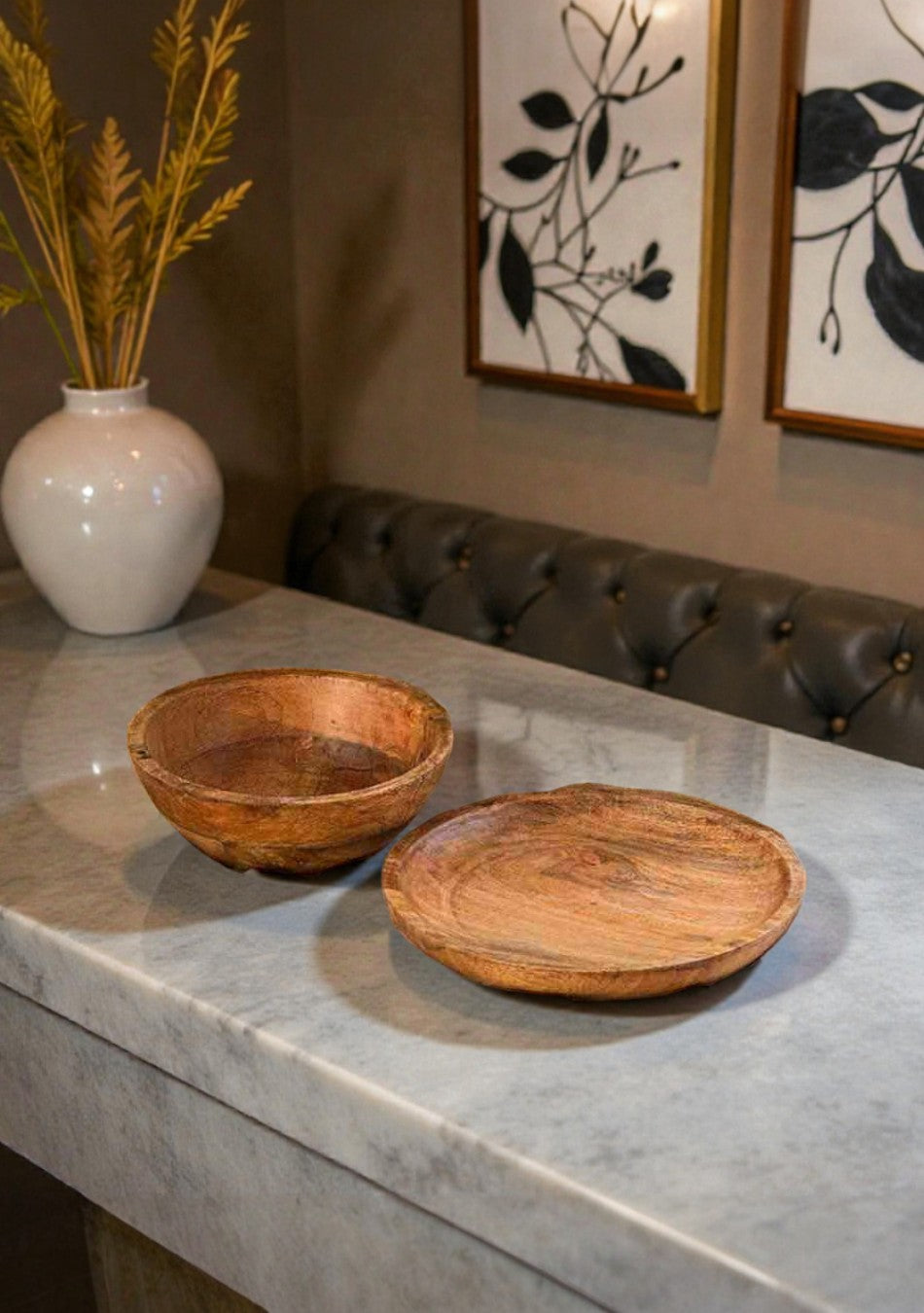 Daffodil Wooden Serving Bowl & Platter