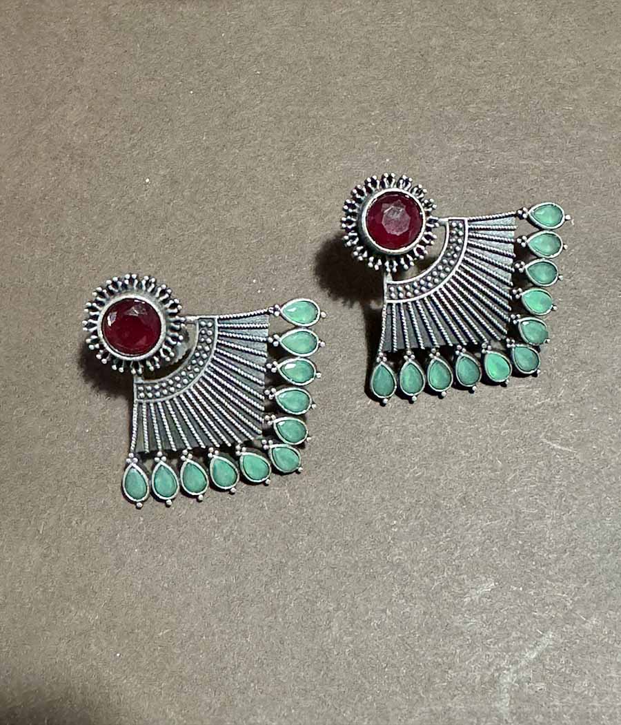 Crimson Aqua Whispering Wind Stud