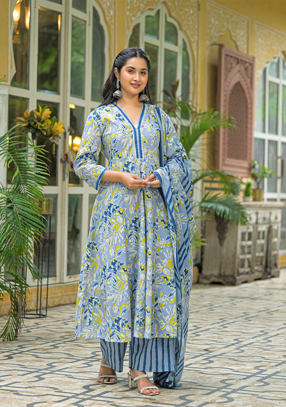 Blue Breeze Anarkali Suit Set