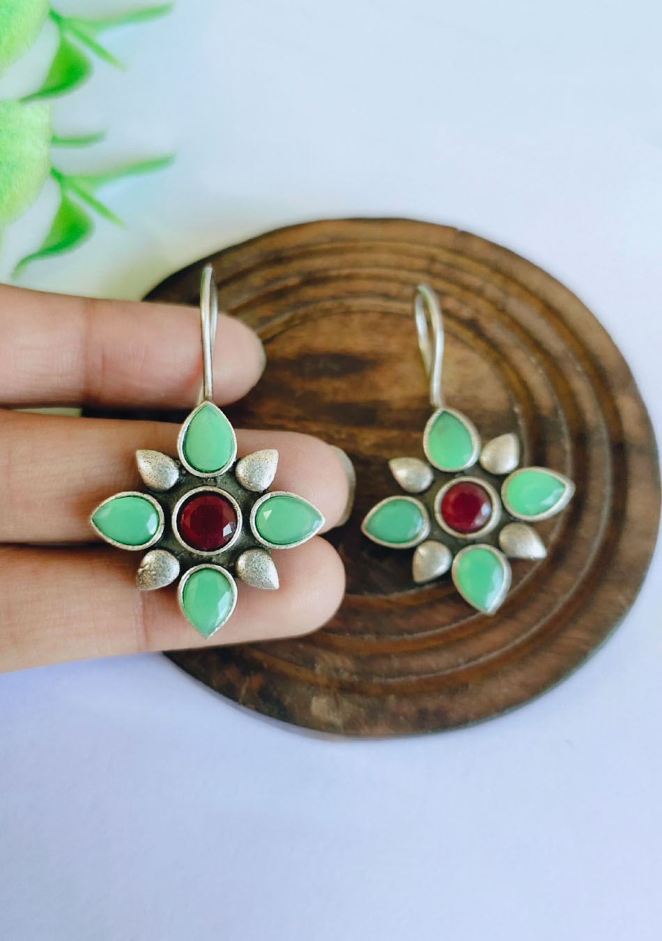 Lime Green Petal Hook Earrings