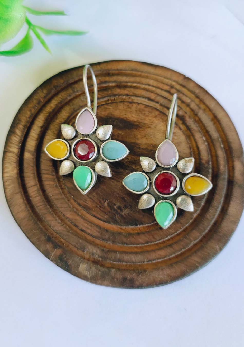 Rainbow Petal Hook Earrings