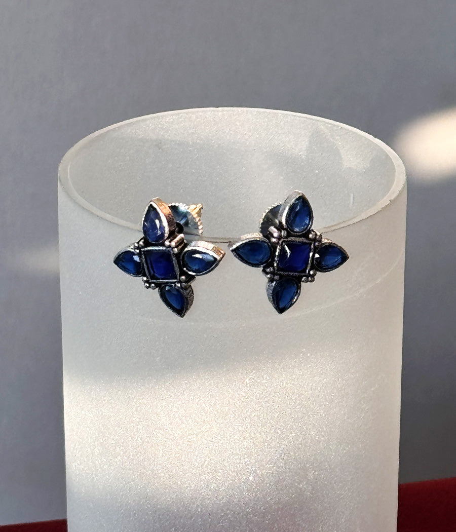 Blue Petal Stud Earrings