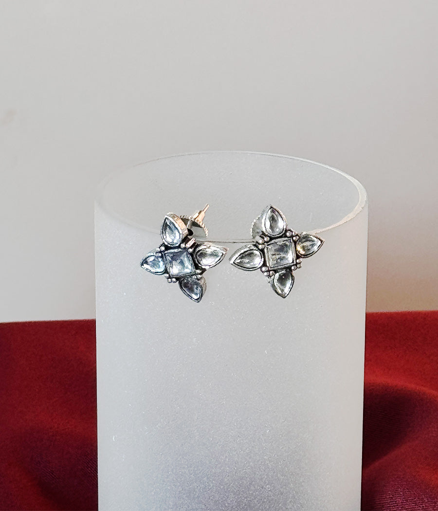 Snowy Petal Stud Earrings