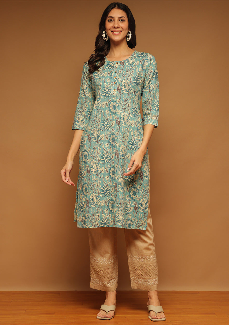 Teal Meadow Kurta