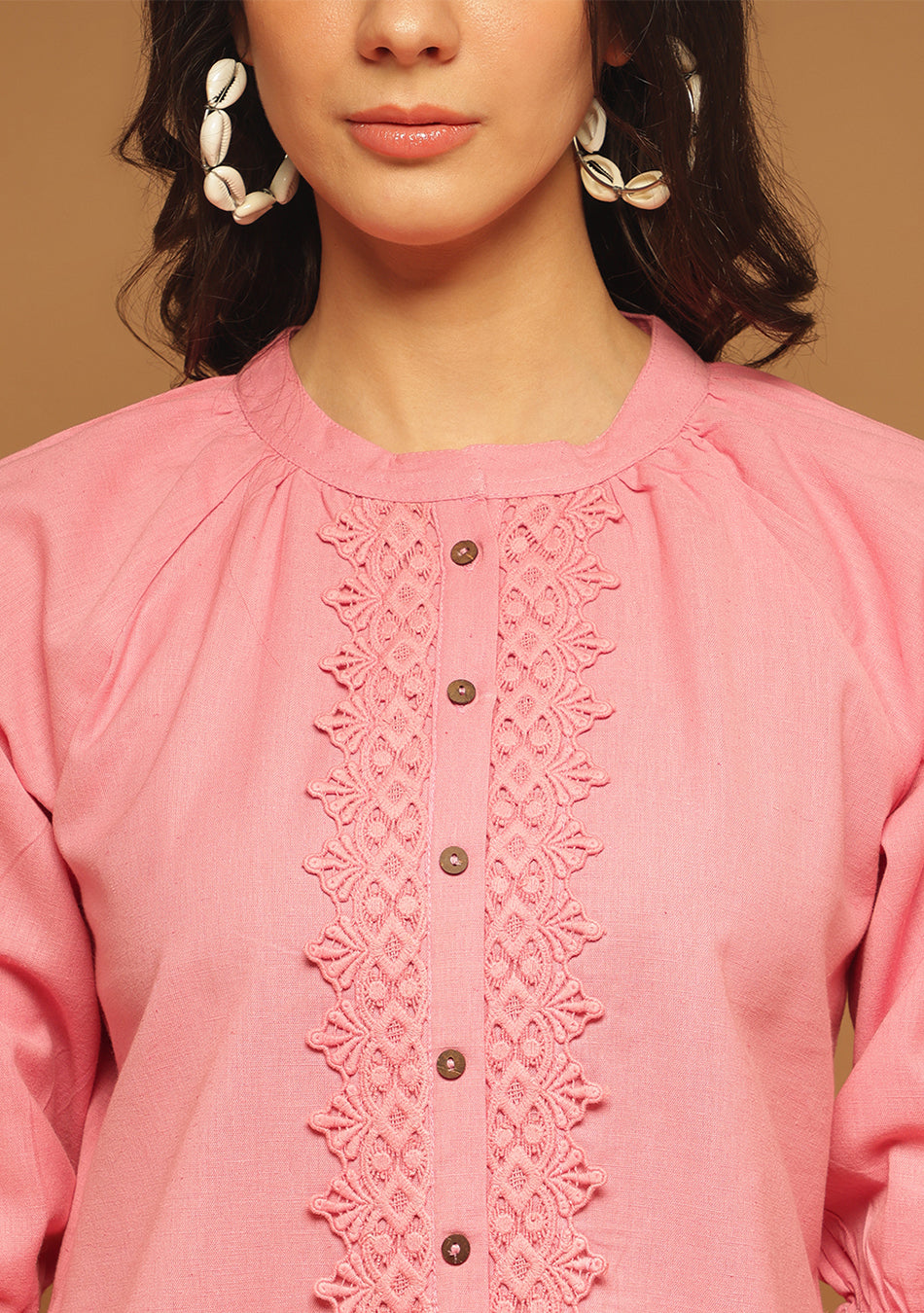 Rosewood Lace Button Top