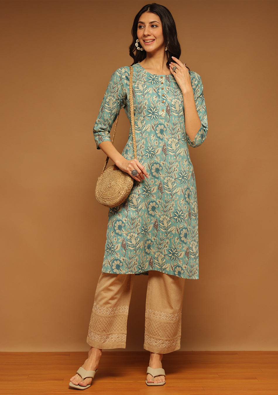 Teal Meadow Kurta