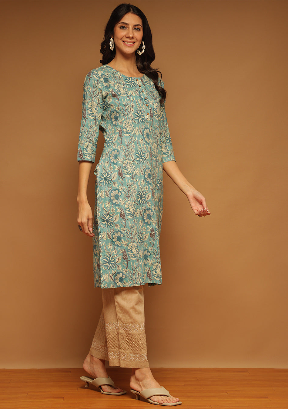 Teal Meadow Kurta