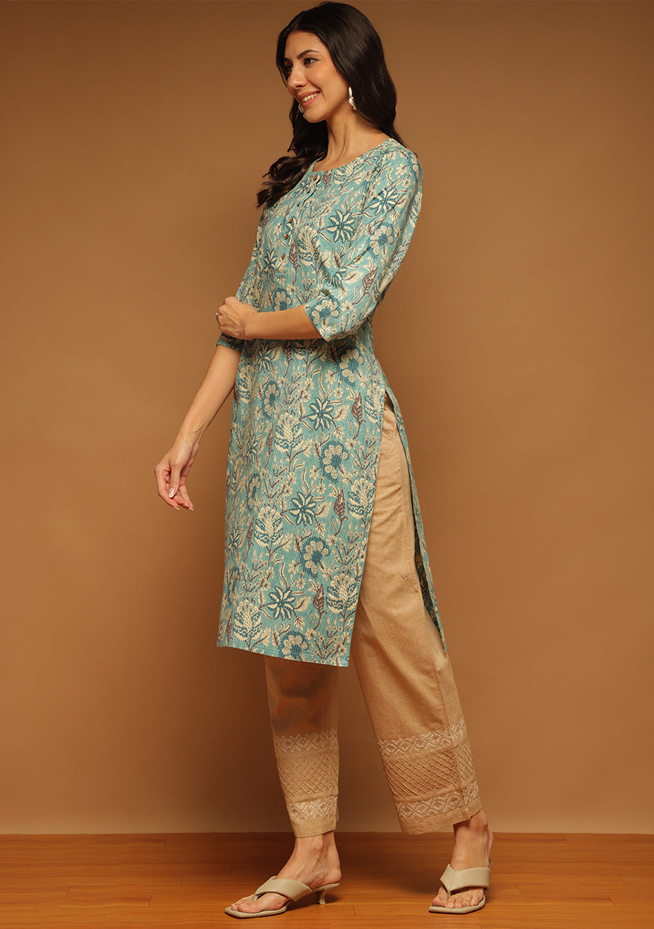 Teal Meadow Kurta