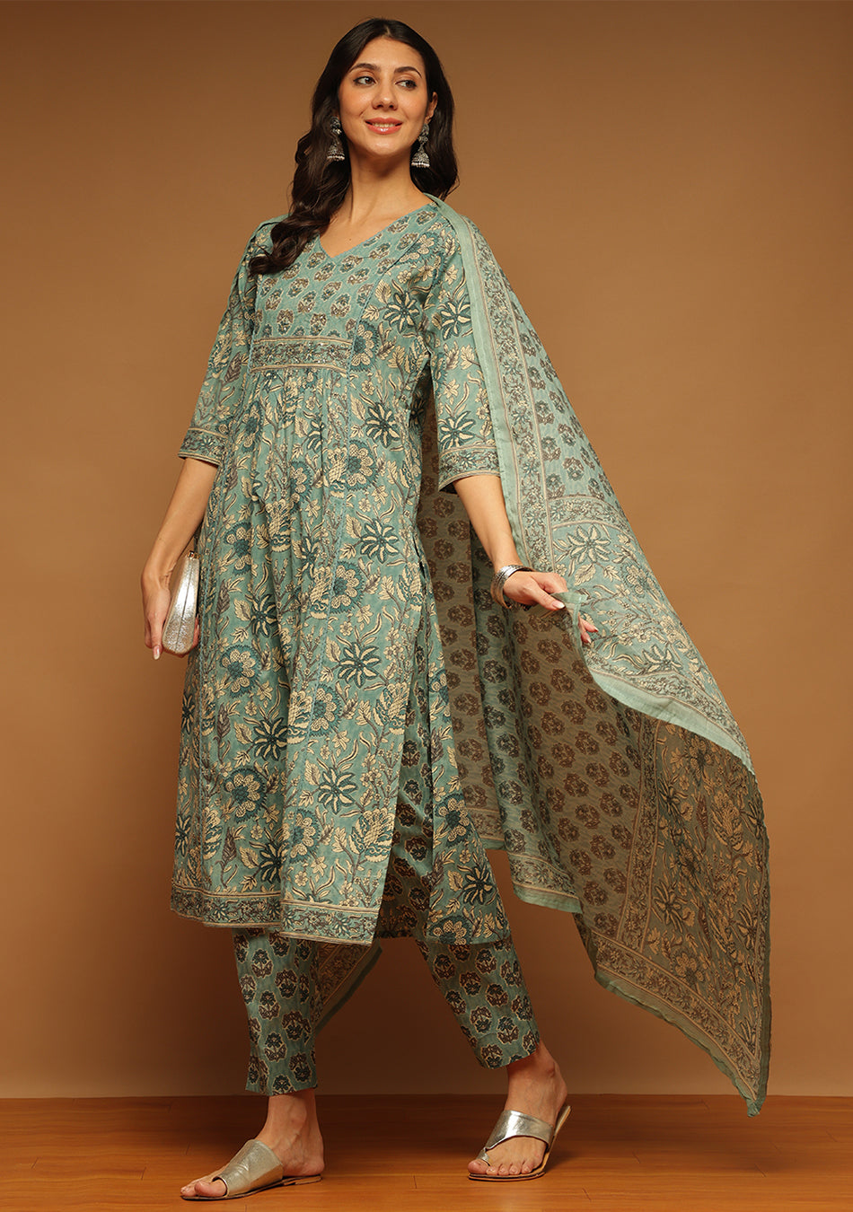 Sage Bloom Printed Suit Set