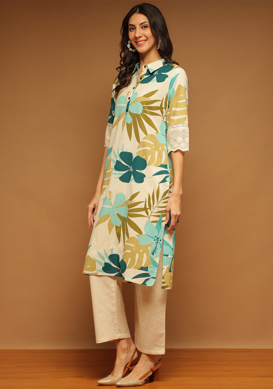 Aqua Olive Tropic Kurta