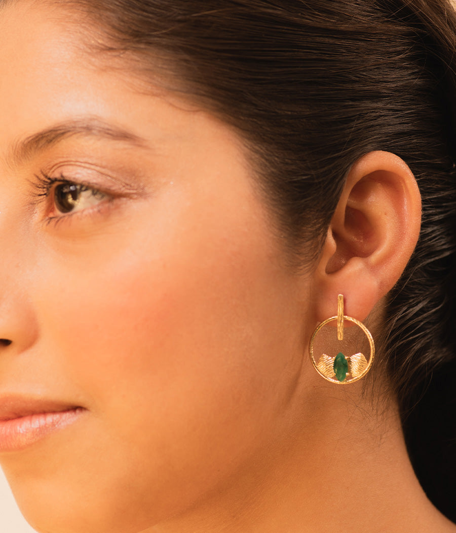 Emerald Gold Plated Earrings