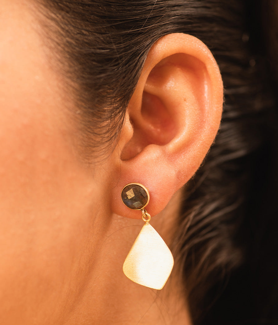 Feather-Lite Labradorite Gold-Plated Earrings