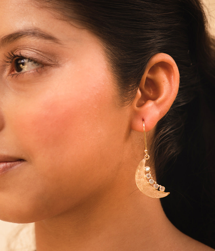 Rainbow Moonstone Gold-Plated Earrings