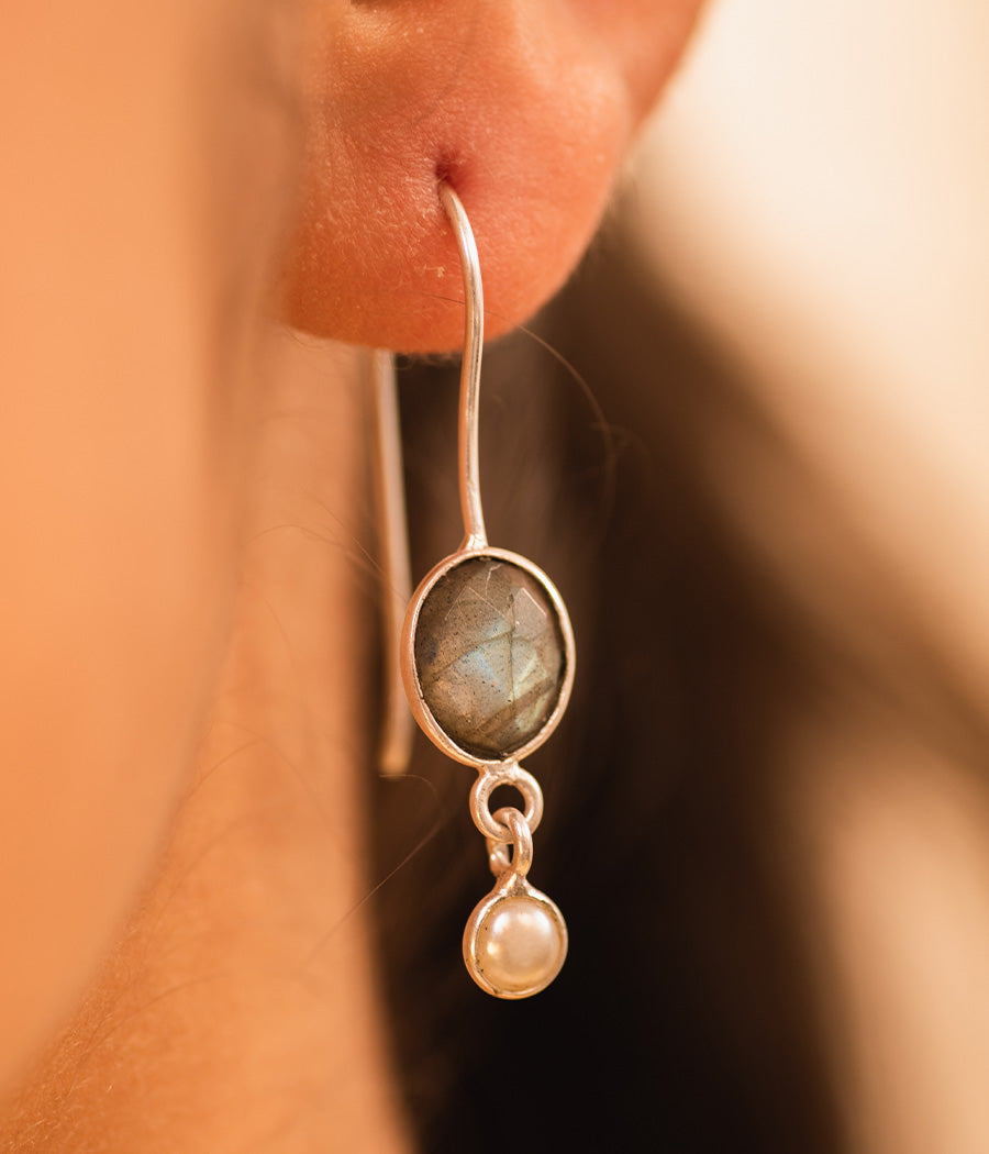 Labradorite & Pearl Latkan Earrings