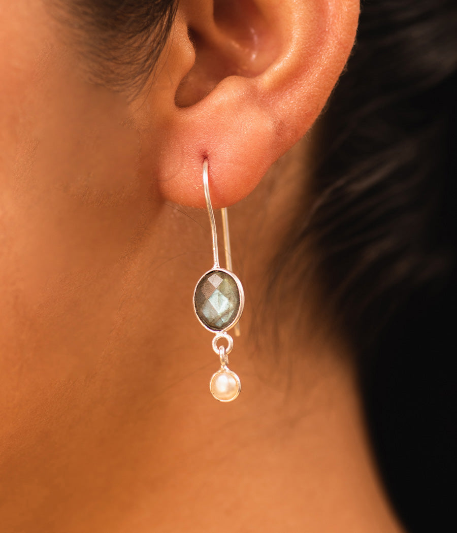 Labradorite & Pearl Latkan Earrings