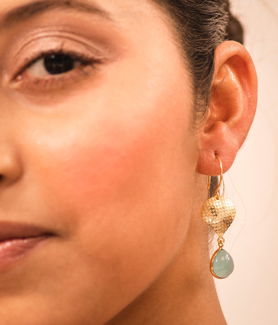 Aqua Chalcedony Gold-Plated Earrings