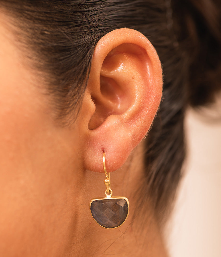 Cut Labradorite Gold-Plated Earrings